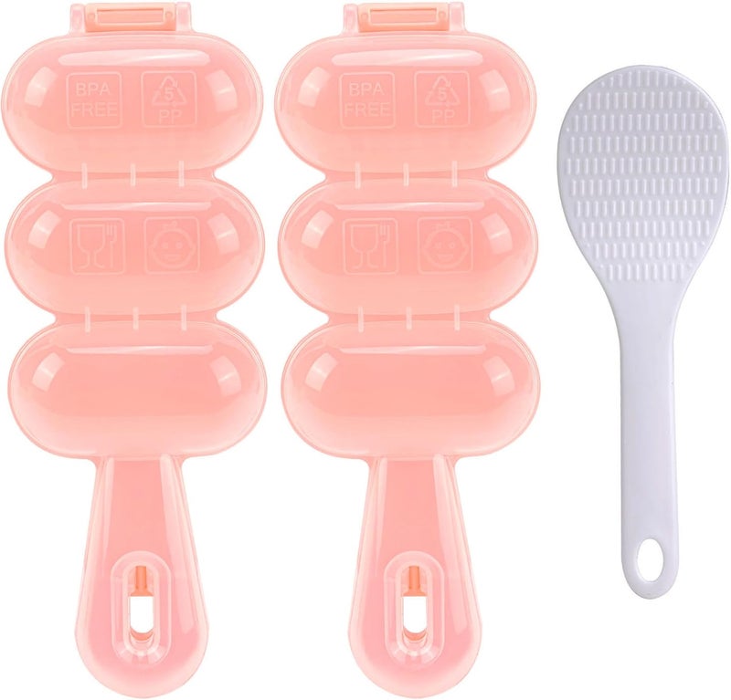 FUNGYAND Rice Ball Mold Set, 2 Pack DIY Rice Shakers with Mini Paddles, Round Onigiri Maker Mould for Bento, Sushi, Kids Lunch, Food Shaping Kitchen Tool - Image 1